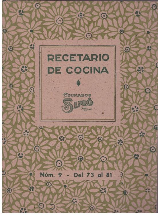 RECETARIO DE COCINA, Colmados Simó, Núm. 9 - del 73 al 81 | 9999900141122 | Llibres de Companyia - Libros de segunda mano Barcelona