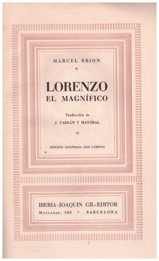 LORENZO EL MAGNÍFICO | 9999900234978 | Brion, Marcel | Llibres de Companyia - Libros de segunda mano Barcelona