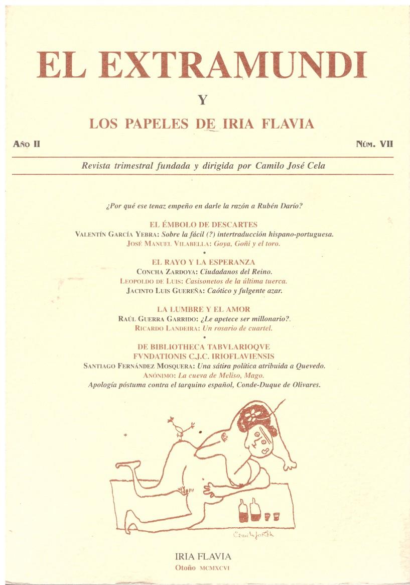 EL EXTRAMUNDI Y LOS PAPELES DE IRIA FLAVIA. Año II. Núm. VII. Revista trimestral fundada y dirigida por Camilo José Cela. | 9999900097603 | Llibres de Companyia - Libros de segunda mano Barcelona