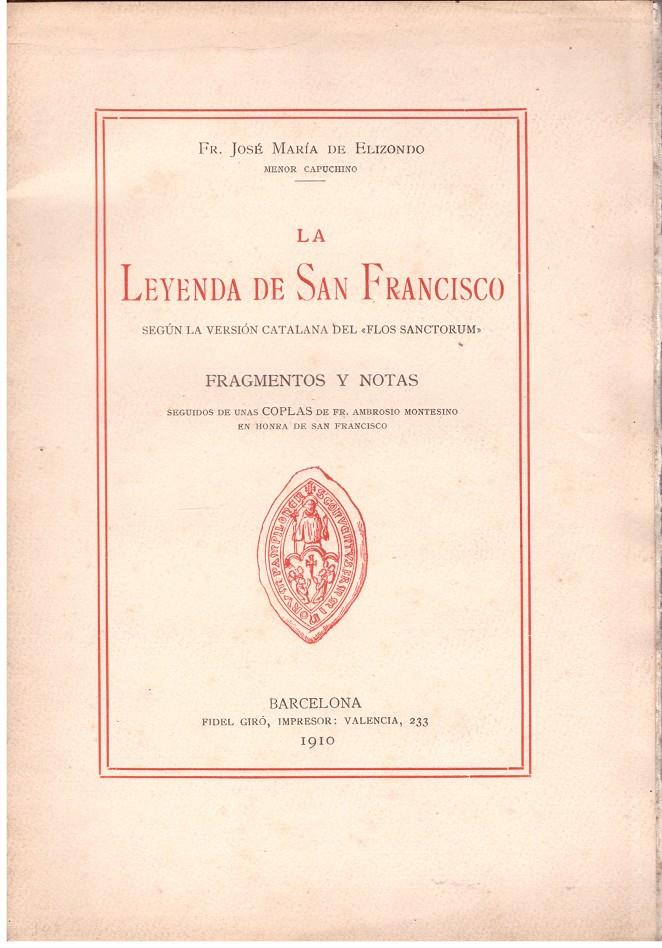 LA LEYENDA DE SAN FRANCISCO | 9999900014273 | Elizondo, Fr. José María | Llibres de Companyia - Libros de segunda mano Barcelona