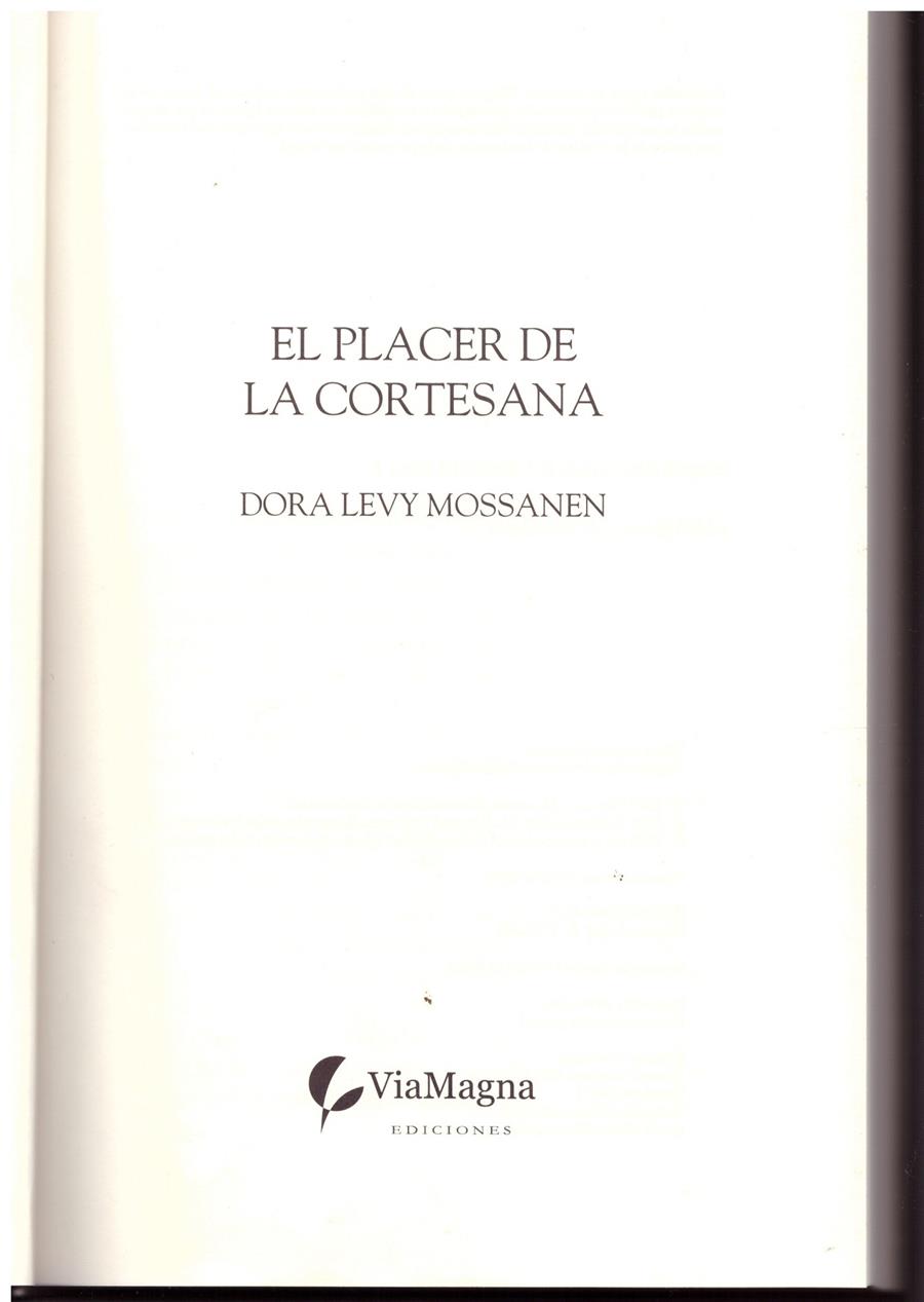 EL PLACER DE LA CORTESANA | 9999900025552 | Levy Mossanen, Dora | Llibres de Companyia - Libros de segunda mano Barcelona