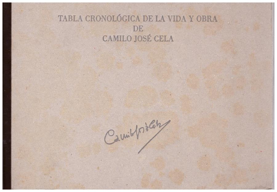 TABLA CRONOLÓGICA DE LA VIDA Y OBRA DE CAMILO JOSÉ CELA | 9999900119251 | Llibres de Companyia - Libros de segunda mano Barcelona