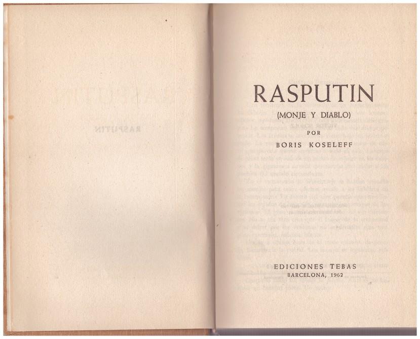 RASPUTIN. Monje y Diablo | 9999900076738 | Koseleff,  Boris | Llibres de Companyia - Libros de segunda mano Barcelona